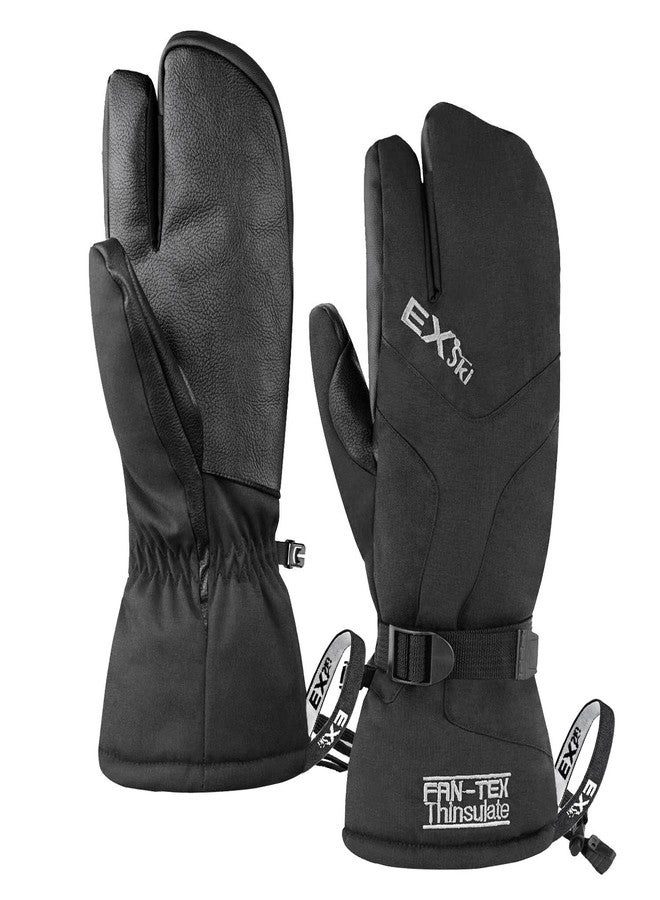 EXski Waterproof Winter 3-Finger Ski Gloves Warm Insulated Snow Mittens for Cold Weather Snowboard Snowmobile Large - Image 1